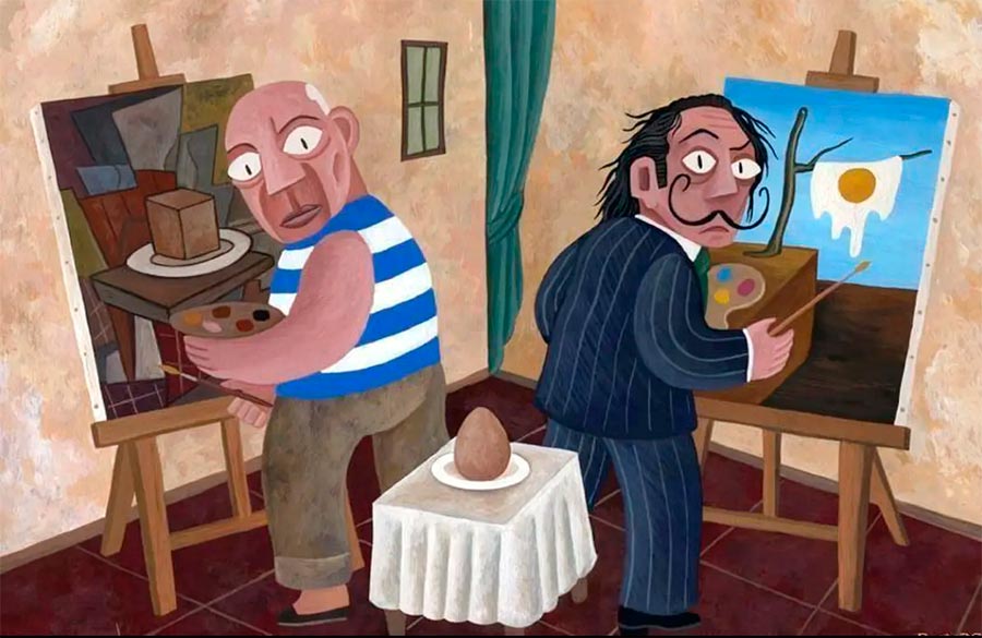 Карикатура Пикассо и Дали.